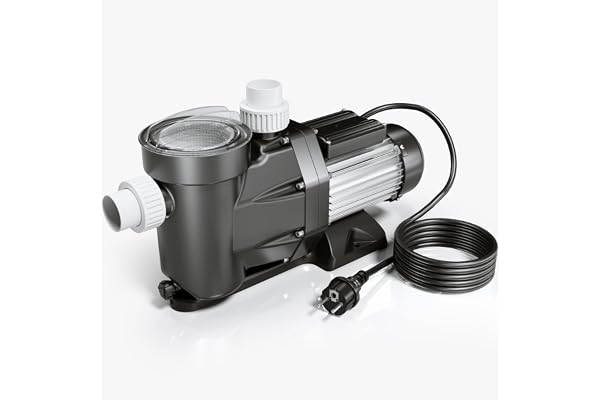 Wiltec Poolpump 19200 l/h 750 W simbassängpump filterpump cirkulationspump dränkbar vattenpump för klart vatten