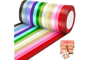 Druuzyl 15 Rotoli Nastro di Raso 22m x 10mm - Tessuto Satinato per Confezione Regali, Matrimoni e Fiori, Ideale per Decorazioni, Artigianato e Pacchi Regalo Colorati (Set Completo 15 Colori)