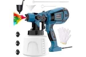 TAIKOUL Pistolet a Peinture Amélioré HVLP 650W,Pistolet à Peinture Électrique,réservoir de 1400 ML/4 Buses/3 Modèles,Débit d'air et de Peinture réglable,Electric Spray Master Jet Stream (VFVHJOO)