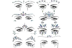 TSLING 8Pcs Face Gems Glitter Stickers Gemstone for Festivals Party,Rhinestone Stick on Top Eyes,Self Adhesive Body Jewels Tattoos,Women Tattoos Accessories on Music Carnival Party Halloween Christma