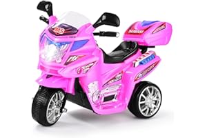 DREAMADE 6V Elektro Kindermotorrad, Kinder Motorrad, Kinderfahrzeug mit Musik Hupe und Scheinwerfer, Elektromotorrad für Kinder 3-7 Jahre alt (Rosa)