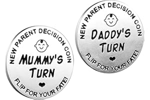 GUNWON Funny Decision Coin for New Parents，Gifts for Mum Dad，Newborn Baby Gifts，Flip Coin Decision，Mother's Day, Baby Shower Gift，Funny,Birthday,Anniversary,Stainless Steel