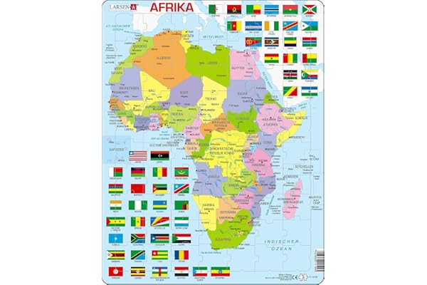 Larsen K13 Carte politique de l'Afrique, édition Allemand, Puzzle Cadre avec de 70 pièces