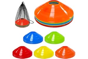 CAIXIANGYU Cônes de marquage pour Football Équipement Essentiel d'entraînement, Plots Sport Multicolores avec Filet de Rangement pour Football, Basketball et agilité