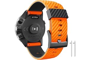 ANBEST Bracelets de rechange compatibles avec Suunto 7/9 Bracelet de montre en silicone 24 mm pour Suunto 9 baro/Spartan Sport/D5, orange/noir