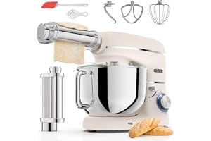 Fentic Matberedare med Pastamaskin – 2000W – Köksmaskin med Pastamaker – Pasta Sheet Roller - 6,2L Mixerskål