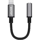BOUTOP Lightning to 3.5 mm Headphone Jack Adapter [MFi Certified] Lightning to Jack iPhone Headphone Adapter for Apple EarPod