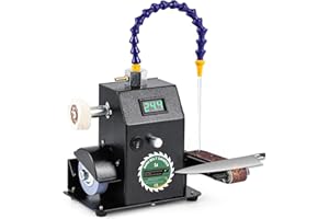 Huanyu Levigatrice a Nastro Mini Levigatrice a Nastro Affila Coltelli Smerigliatrice a Nastro per Coltelli a Secco/Umido a Doppio Uso Levigatrici Nastro Multifunzionale con Mola e Disco di Lucidatura