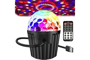 MEMZUOIX Portable Mini Disco Ball Light for Party, RGB DJ Strobe Light with Remote Control and USB Cable, Sound Activated Stage Lights for Home Dance, Birthday, Easter (Mini)