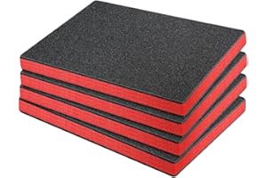 Sharplace 4 Pieces Foam Inserts for Cases EPE Foam Sheets, Polyethylene Tool Box Pad, Cushion Insert Pick, Multi Liner Red and Black Cuttable Packing Foam Pads for Storage Drawer, 45x30x2.5cm