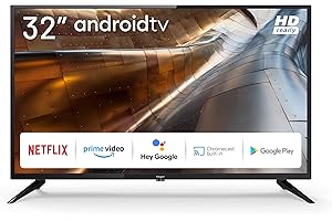 ENGEL Smart TV LE3290ATV Android, Televisión LED de 32", Full HD 1080p, Asistente, Chromecast, Bluetooth, 2 Puertos HDMI | Control por Voz
