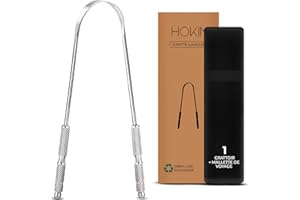 HOKIN Gratte langue pour adultes Gratte-langue acier inoxydable mauvaise haleine traitement 100% Métal Tongue Scraper Cleaner pour hommes et femmes Brosse langue nettoyeur d'hygiène buccale (1 pièces)