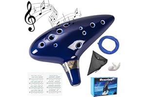 Mulucky Ocarina 12 Tones Alto C with Song Book Display Stand Neck Cord - Dark Blue