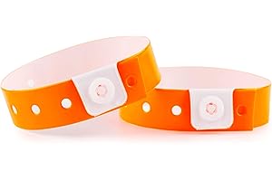 IBOO Lot de 100 Bracelets Plastique/Vinyle Orange Fluo - Pour Evènements/Festivals - Etanche - 25 x 1,5 cm