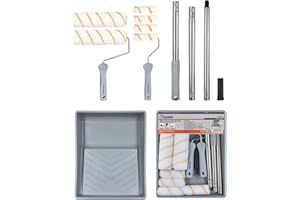 ROLLINGDOG Paint Roller Set - 9 inch Painting Roller Set, Paint Rollers and Trays Sets, Roller Sets for Painting, Paint Roller Set with Extension Pole, Pack of 10