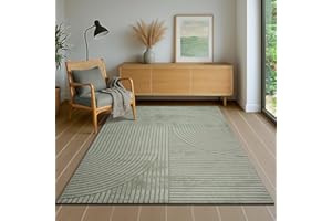 the carpet Everest Nowoczesny dywan z krótkim włosiem, do salonu, sypialni, z mocnym efektem głębi i efektem 3D, wysoka gęstość włosia, miękki w dotyku, wzór panglao, zielony, 160 x 230 cm