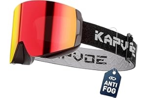 KAPVOE Masque de Ski OTG pour Homme et Femme Anti-buée Lunettes de snowboard à Verres Magnétiques Interchangeables, Protection UV400 Pour Sports D’hiver K718