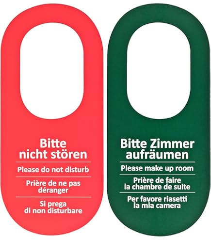 10 Cartelli Per Porta Hotel - 'Please Do Not Disturb' E 'Si Prega Di Aggiustare La Stanza', Plastica - Foto 2