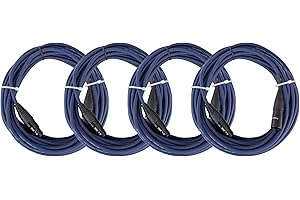 Pronomic 4er Set Stage DMX3-10 DMX-Kabel 10 Meter (zur Verkabelung von Lichteffekten, Goldkontakte, Mantelfarbe: Blau, XLR Male zu XLR Female)