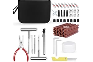 MSSAYA Tyre Repair Kit-Car Tyre Puncture Repair Kit With 30PCS Repair Plugs-Tubeless Tyre Repair Kit for Car, Motorcycle, Truck, Van, ATV, Tractor (Black)