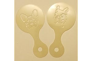 BODY ART DESIRE 2 x french bulldog dog coffee cup stencils reusable many times present gift fundraising frenchie Crufts