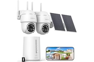 COOAU 4MP Camera Surveillance WiFi exterieure sans Fil - 365 Jours avec Panneau Solaire - Base + 2 Caméras - 2.5K | 64 Go Stockage Local | 360° Panoramique | 4 LED | Cryptage des données