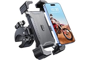 Babacom Support Telephone Moto Une-Touche, [Anti Vibration & Super Stable] Support Telephone Velo, Universel Porte Telephone Velo Portable Scooter, Pince en INOX, pour Smartphones 4,7”-6,8”