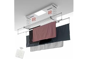 foxydry Pro podgrzewany wieszak sufitowy, pilot zdalnego sterowania z ciepłą wentylacją Aluminium i stal do pościeli 160 x 52 x 30 cm (150)