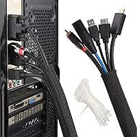 Winmor® Kabelschläuche schwarz, selbstschließender kabelschutz,kabelmanagement tisch,kabelhülle,flexibel 3m,Durchmesser…