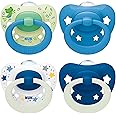 NUK Signature Day & Night Baby Pacifier | 18-36 Months | Soothes 95% of Babies | BPA Free Silicone Heart Shaped Pacifier | Glow in the Dark | Stars | Pack of 4