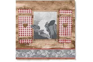 ‎MANK GMBH Mank Servietten aus Tissue 33x33 cm, Apres Ski Deko 1/4 Falz Alpen Kaffee Serviette, hochwertige Einmal Serviette, Alpenstil 100 Stück, Almblick