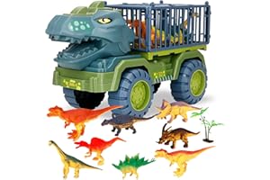 ZUSUZU Camion Giocattolo Dinosauri,Camion Trasporto Dinosauri- Macchinine Giocattolo per Bambini, Giocattolos Dinosauros Camions per Ragazzi dai 3 4 5 6 7 8 Anni