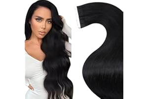‎LAAVOO LaaVoo Tape in Extensions Echthaar Schwarz 60cm Extensions Tape Echthaar Invisible Tapes in Extensions Glatt 50G 20Stücke #1