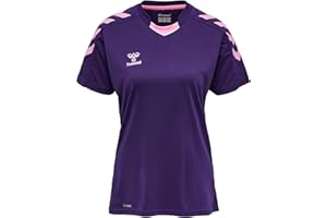hummel Core XK Poly Jersey Sportshirt Damen Kurzarm - T-Shirt für Sport, Gym, Fitness - Trikot aus 100% Polyester - Sportkragen mit Fronteinsatz - Atmungsaktiv & Schnelltrocknend