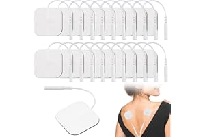 SREBIWO 20 Stück 4 x 4 cm Tens-EMS Elektroden Pads, Selbstklebend Wiederverwendbar Elektroden Pads für Elektrostimulatoren, Elektroden Pads für Linderung von Muskel, Rücken und Gelenkschmerzen