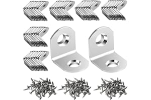 NAHUAA 60 Piezas Escuadras Metalicas 20x20x16 mm Escuadras Para Madera en Forma de L Angulos Metalicos de Acero Inoxidable con 120 Tornillos, Plata