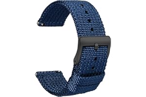 TStrap Nylon Watch Strap 20mm - Quick Release Watch Band Soft Black - Canvas Military Wtach Bands for Men Ladies – for Smart Watch Bracelet Replacement with Clasp - 18mm, 20mm, 22mm 24mm
