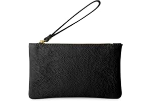 Parubi Pochette à Main Petite pour Femme, Mini Sac à Main en Cuir Souple Véritable Fabriqué en Italie, Pochette avec Cordon et Fermeture Éclair Élégante pour Femme et Fille (Aura)