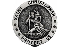 ROSARYBEADS4U ST SAINT CHRISTOPHER CAR VISOR CLIP in Pewter