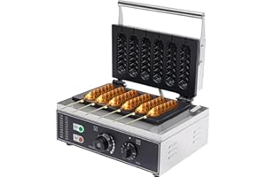 BAZARGAME 1500W Acier Inoxydable Électrique Gaufrier Commercial Hot Dog Gaufrier Plaque Antiadhésive Bâton De Chien De Maïs Bâtons De Gaufre