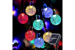 LABEHOLD Solar Lichterkette Aussen - 10M 40 LED Lichterkette Außen Solar, 8 Modes Wasserdicht Kettenlicht Kristall Kugeln Wetterfest Solar Lichterkette Außen für Garten Balkon Terrasse Partys (Bunt)