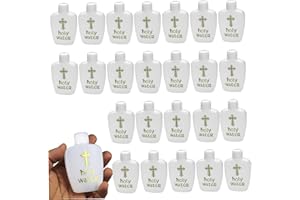 Muzrunq Holy Water Bottle, 30PCS 60ml Refillable Holy Water Container with Screw Lid, Plastic Bottles with Gold Cross for Catholic, Christian, Halloween, Baptism Party, Church