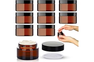 ‎VOLILA Braunglas Salbentiegel 30ml Gläschen mit Deckel (8 Stück) - Cremetiegel Glas zum Befüllen mit Schraub- & Innen-Deckel - Ideal als Kosmetik Aufbewahrung, für Cremes, Salben usw.