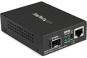 ‎STARTECH StarTech.com Gigabit Ethernet Glasfaser Medienkonverter mit offenem SFP Steckplatz - Unterstützt 10/100/1000 Netzwerke (MCM1110SFP)