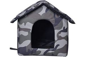 FYBLOSSOM Katzenhaus Für Draußen Winterfest, Katzenhöhlen Häuser Katzenbett Mit Abnehmbarem Matte, Outdoor Pet House Wasserdichtes Wetterfestes Katzenhaus, Faltbares Tierheim Für Kleine Katzen Häuser (L)