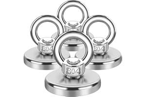Swihorab Neodymium Fishing Magnets, 36mm 120LBS Strong, 4 Pcs Round Silber Magnets