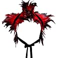 Collier Corps Dentelle Plumes Noires Gothic - Épaulettes Mantle Shawl Halloween Carnaval