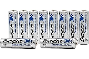 Energizer - Ultimate Lithium, Pack de 10 Pilas AA, L91, Larga duración para Dispositivos de Alto Consumo, más Ligera y 20 años Vida útil