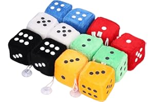 Dés en Peluche,Intérieur de Voiture Accessoires,Couple Fuzzy dés en Peluche avec Pois pour intérieur de Voiture Ornement Décoration,Plusieurs Couleurs au Choix Motif à Pois