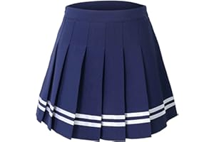 HOEREV Donne Ragazze Svasato Casual Mini Scuola Tennis Skater Casual Gonna Danza con Due Tasche Laterali e Pantaloncini Interni